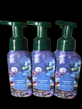 3pc Bath & Body Works Blueberry Bellini Gentle Foaming Hand Soap - NEW!!!